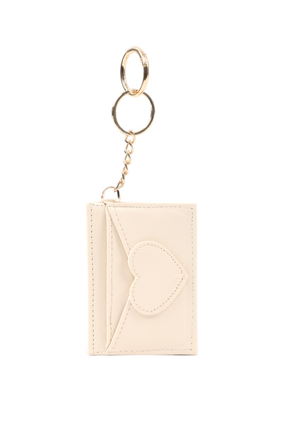SHAKA Cream Shk134 Faux Leather, Five Compartments, Heart-Shaped Card Holder ...