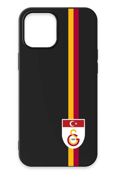 Galatasaray iPhone 12 Pro Max Uyumlu Parçalı Şerit Bayrak Arma Siyah Silikon ...