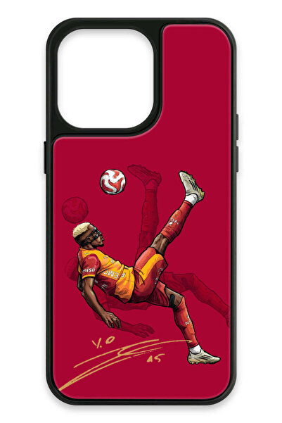 Galatasaray iPhone 15 Pro Max Uyumlu Osimhen Röveşata İmzalı Cam Lisanslı Tel...