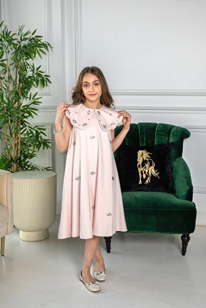 Generic A soft girl's dress with shimmering details and an elegant collar