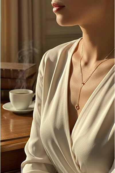 Larius Jewelry Altın Kaplama Burgu Zincirli Uzun Ay Yıldız Y Kolye