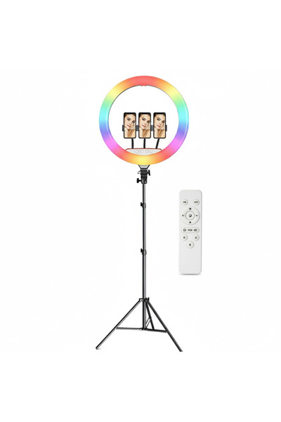 NEXTLY Inel luminos LED RGBW NEXTLY, trepied 210 cm, telecomandă