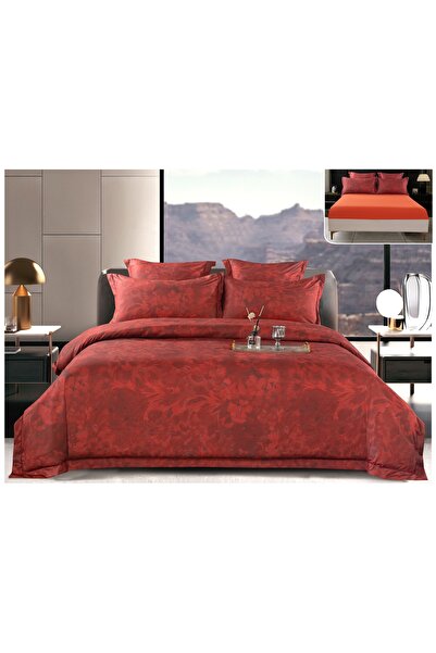 Truva Home Bed Linen with Elastic for Two People - 6 Pieces, Floral Pattern, ...