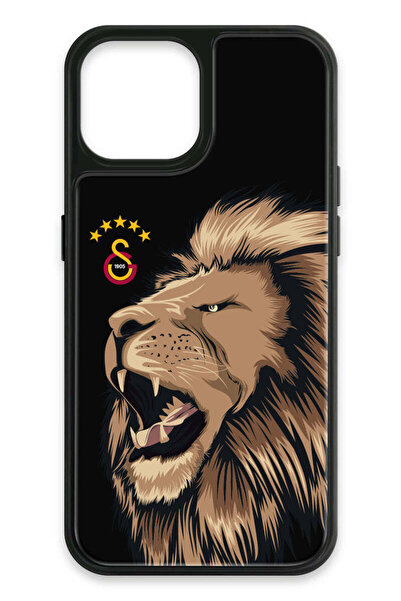 Galatasaray iPhone 13 Uyumlu Aslan Gibi Kükre Cam Lisanslı Telefon Kılıfı