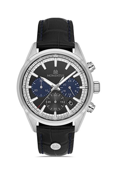 Momentus Cc306S-05Bs Black Leather Strap Men's Wristwatch