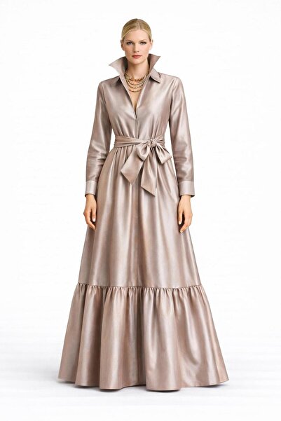 UNTIMELY Ruffle Detailed & Belted Maxi Length Stylish Shirt Dress