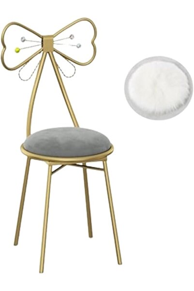 Arabest Metal Vanity Chair, Fur Cushioned Padded Seat,Butterfly, Makeup Stool...