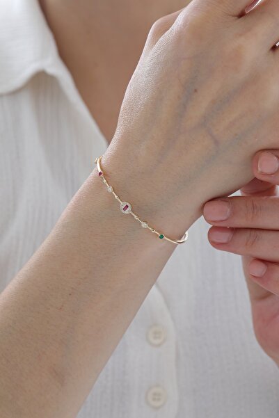 YAVUZ KUYUMCULUK 14 Ayar Altın Yakut Taşlı Modern Kelepçe