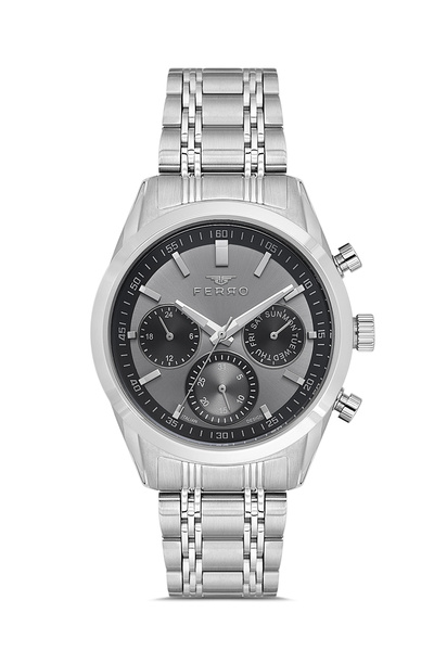 FERRO Silver Steel Cord Men's Wristwatch Fm40152A-A4 All Functions Active 3 A...