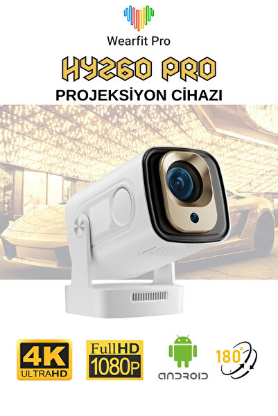 Wearfit Pro HY260 Pro 1080P Ultra 4K Kısa Mesafeli Projeksiyon Cihazı Android...