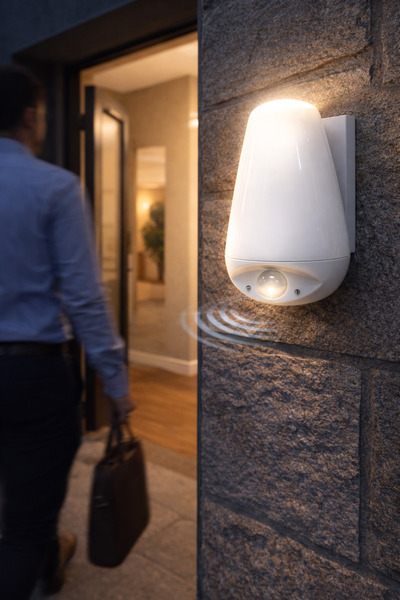 Ekin Sensörlü Duvar Aplik E27 Duylu Su Geçirmez Duvar Armatürü - Beyaz LED Am...