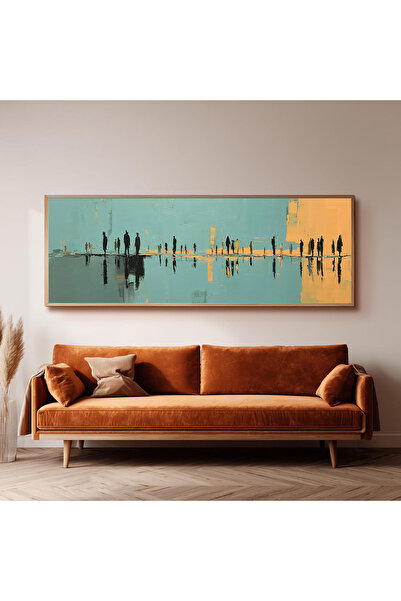 Dekorsiahome Ahşap Çerçeveli Panoramik Oturma Odası Tablosu UZ0076