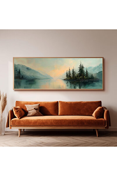 Dekorsiahome Ahşap Çerçeveli Panoramik Oturma Odası Tablosu UZ0058