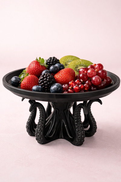 SONİKON LİNE Siyah Ahtapot Figürlü Sunumluk Banyo Sabunluk, Kahvaltı Tabağı, ...