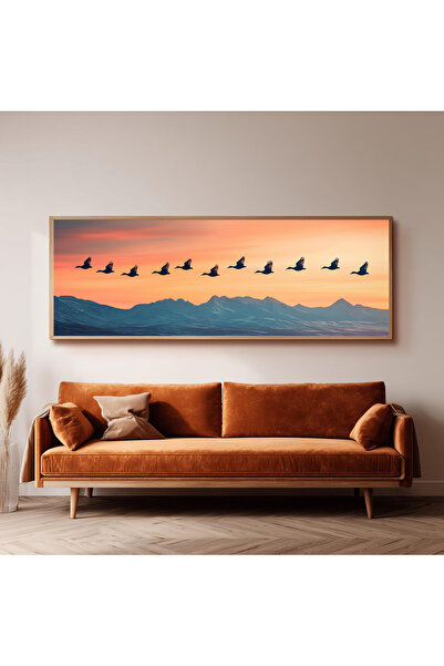Dekorsiahome Ahşap Çerçeveli Panoramik Oturma Odası Tablosu UZ0018