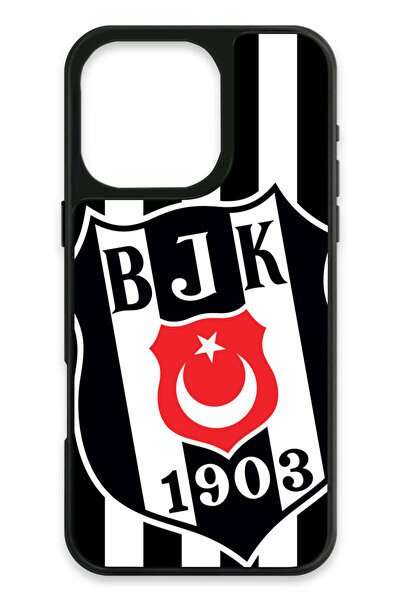 Beşiktaş iPhone 16 Pro Max Uyumlu Büyük Arma Cam Lisanslı Telefon Kılıfı