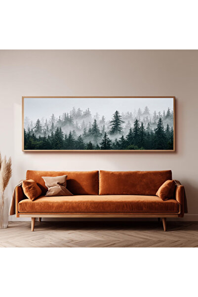 Dekorsiahome Ahşap Çerçeveli Panoramik Oturma Odası Tablosu UZ0096