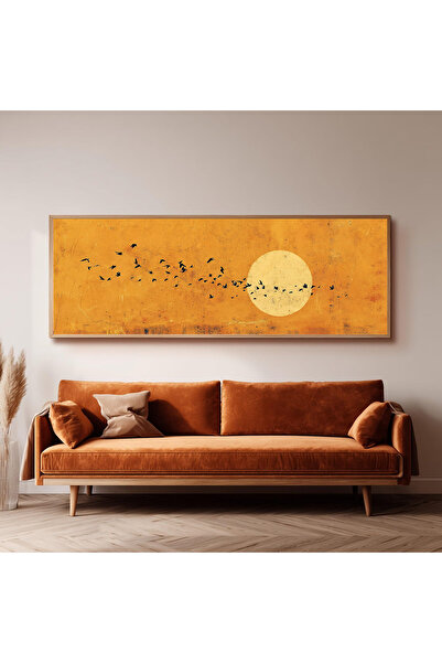 Dekorsiahome Ahşap Çerçeveli Panoramik Oturma Odası Tablosu UZ0077