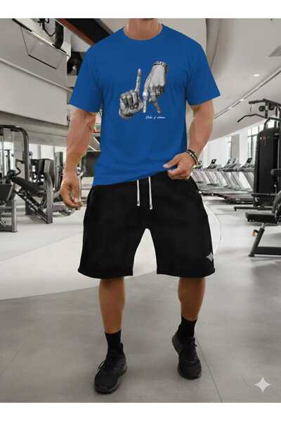 YK WEAR T-Shirt Shorts Set with Printed Design for Men/Women