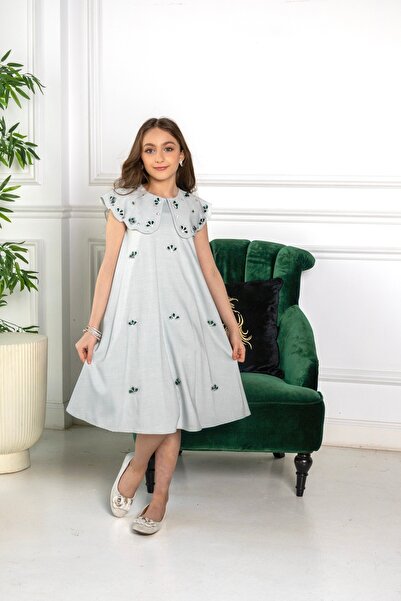 Generic A soft girl's dress with shimmering details and an elegant collar