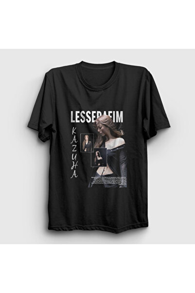 Presmono Unisex Black Kazuha K-Pop Le Sserafim T-Shirt 597810Tt