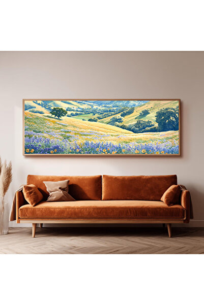 Dekorsiahome Ahşap Çerçeveli Panoramik Oturma Odası Tablosu UZ0047
