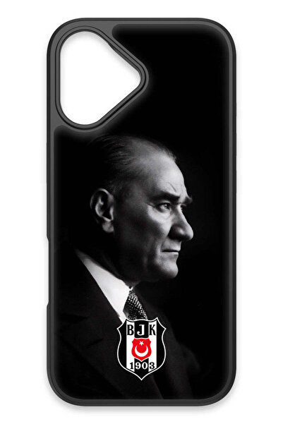 Beşiktaş iPhone 17 Uyumlu Büyük Atatürk Cam Lisanslı Telefon Kılıfı