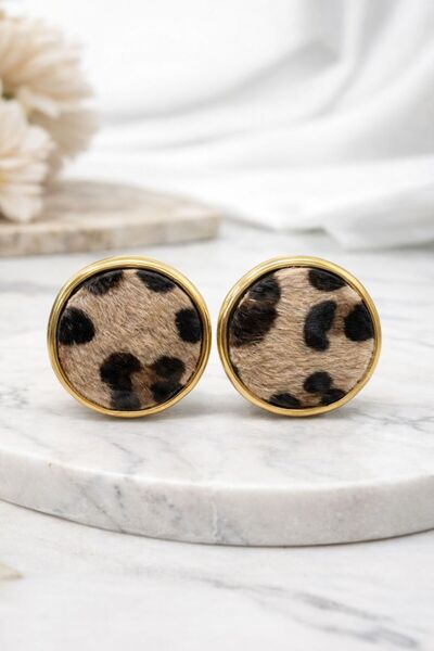 Vipfoni Round Leopard Steel Women's Earrings