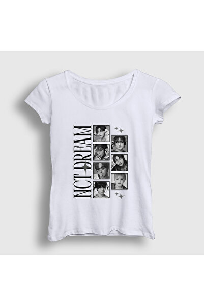 Presmono Tricou cu poster cu rame albe pentru femei K-Pop Nct Dream 597148tt