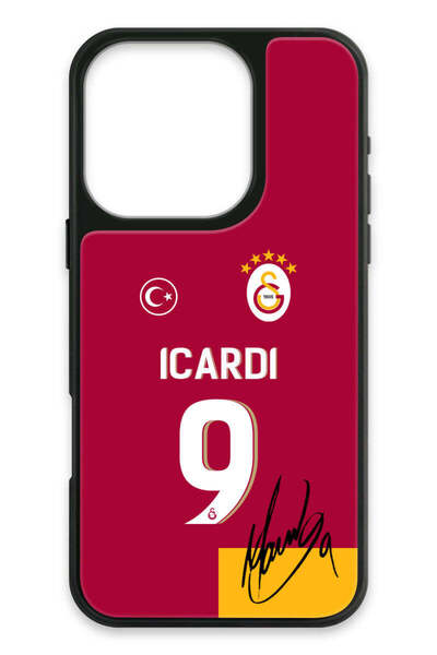 Galatasaray iPhone 16 Pro Uyumlu Mauro Icardi Parçalı Forma İmzalı Cam Lisans...