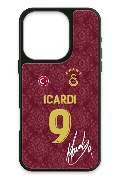 Galatasaray iPhone 16 Pro Uyumlu Mauro Icardi 3. Forma İmzalı Cam Lisanslı Te...