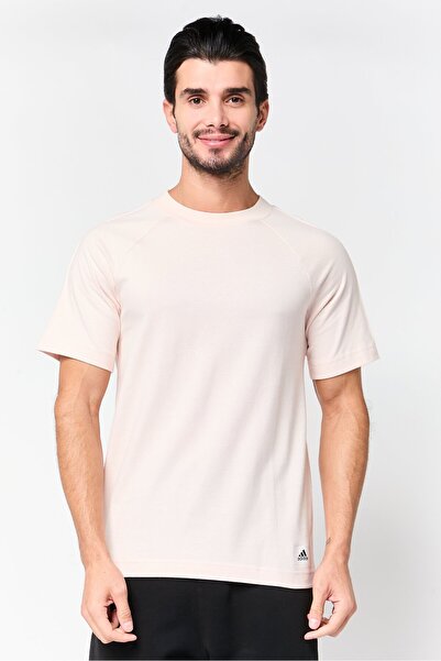 adidas Men Sportswear Fit Short Sleeve Outdoor T-Shirts, Light Pink