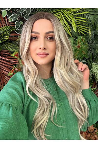 aura peruk Dip küllü kumral platin ombreli muhteşem perçemsiz modelimiz