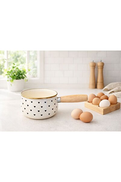 Molino Kalp Desenli Ahşap Saplı 14 cm Emaye Sos Tavası