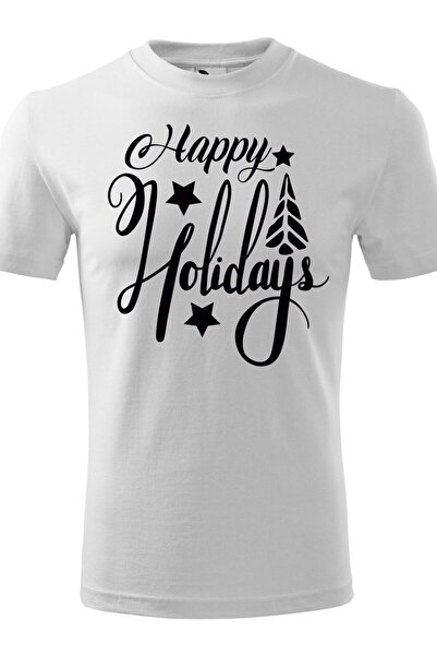 Generic (Unbranded) Unisex "Happy Holydays" T-Shirt - White - Size L