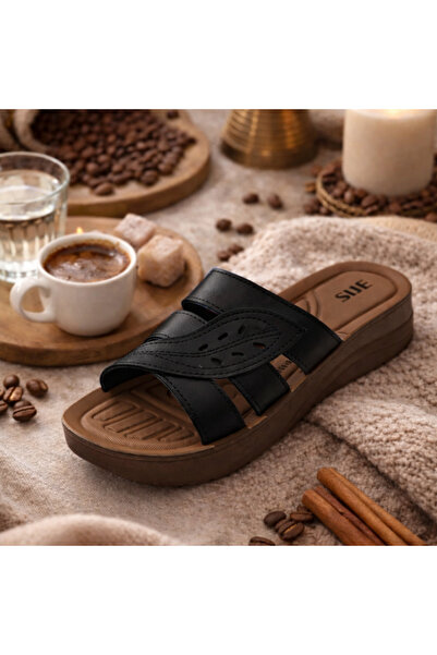 Saran Terlik Sue Kadın Yaprak Delikli Ortopedik Taban Ev Günlük Kullanım Terlik