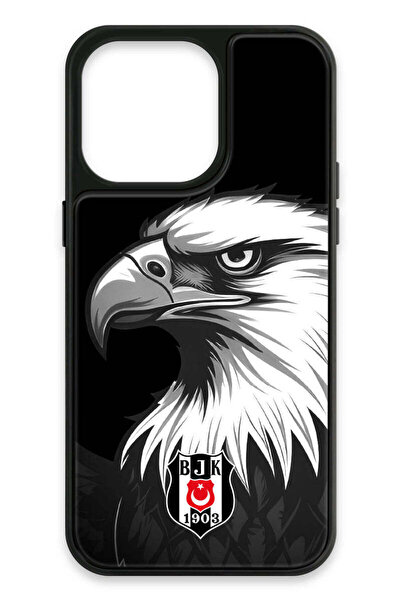 Beşiktaş iPhone 15 Pro Max Uyumlu Büyük Kartal Cam Lisanslı Telefon Kılıfı