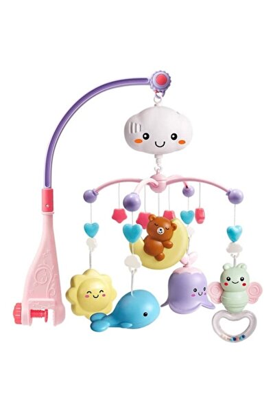 MalPlay Musical Carousel for Babies with Moon Bear Projector Pink