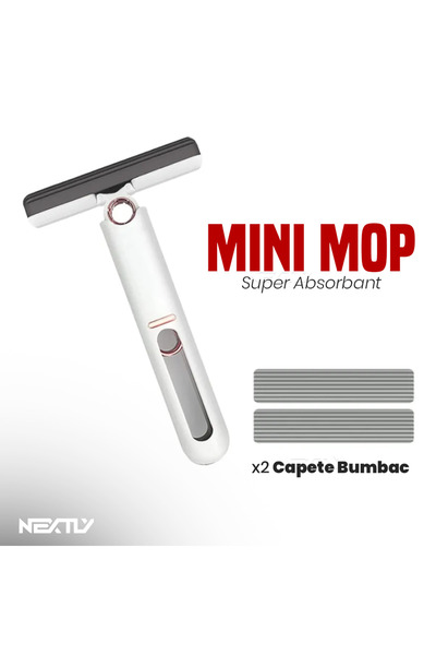 NEXTLY Mop mini NEXTLY, 2 capete, bumbac, 30x15.5cm, alb