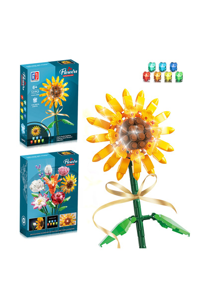 Göçmen Renkli Işıklı Blok Çiçek - Ayçiçeği 121 Parça