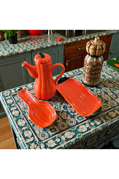PEKPLUS Set of 3 Decorative Pumpkin Oil Pot, Dirty Spoon Holder, and Serving ...