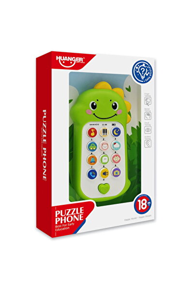 Huanger Toys Telefon interactiv pentru bebeluși, puzzle cu dinozauri, verde