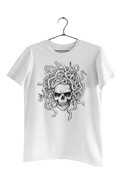 Generic (Unbranded) Tricou Malfini cu schelet de șarpe - Alb, mărimea S