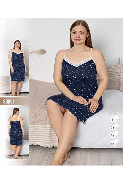 turkish Women's star print nightgown with lace trim – relaxed fit