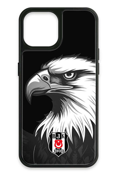 Beşiktaş iPhone 13 Uyumlu Büyük Kartal Cam Lisanslı Telefon Kılıfı