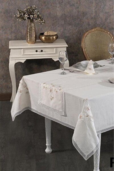 Çeyiz Diyarı Rose French Lace Dinnerware Set - 25 Piece Cream