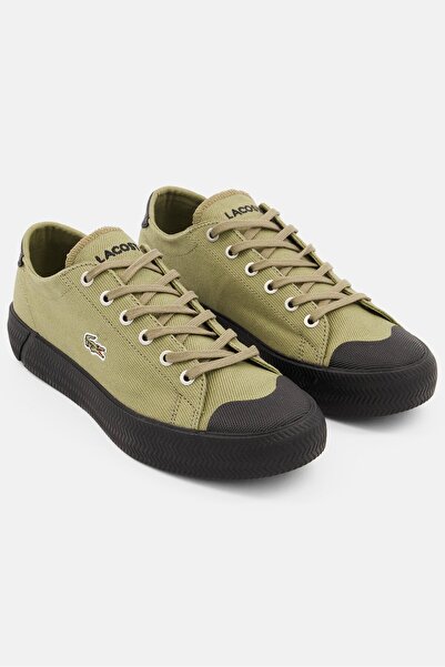 Lacoste Women Gripshot Lace Up Round Toe Casual Shoes, Olive/Black