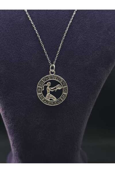 sarıyer silver Virgo Zodiac Steel Pendant and Chain Jewelry Classic Stoneless...