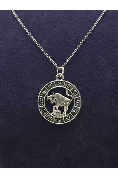 sarıyer silver Taurus Steel Pendant and Chain Jewelry Classic Stoneless Acces...