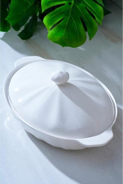 şirineşyalarım Aria Porcelain Oval Large Bowl with Lid / Oven Dish - 34 cm / ...